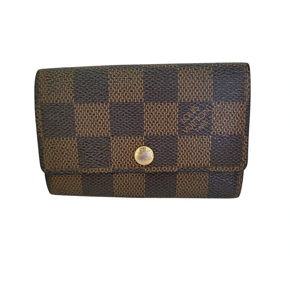 Louis Vuitton Damier Ebene 6 Key Holder Wallet Brown Canvas Made in France